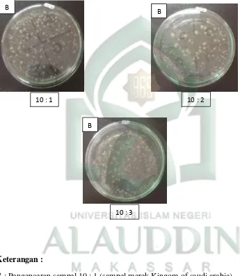 Gambar 2. Foto hasil pengujian ALT air zam-zam kemasan sampel B 
