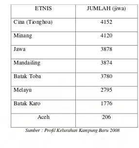 Tabel 2 Komposisi penduduk berdasarkan etnis/suku 
