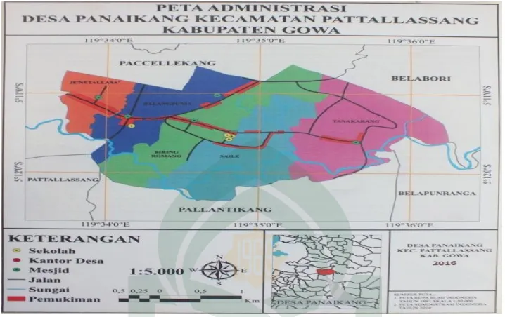 Gambar Peta Desa Panaikang Kecamatan Pattallassang Kabupaten Gowa 