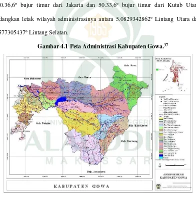 Gambar 4.1 Peta Administrasi Kabupaten Gowa.37 