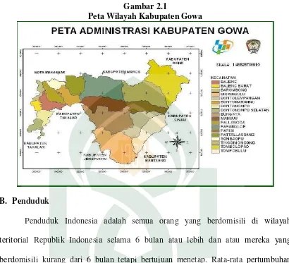 Gambar 2.1 Peta Wilayah Kabupaten Gowa 