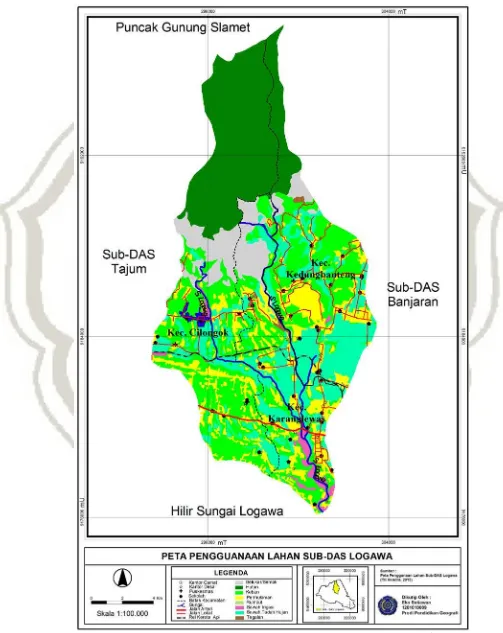 Gambar 4.4 Peta Penggunaan Lahan Sub-DAS Logawa (Tri Hendra, 2015) 