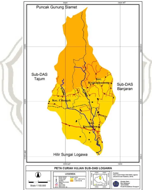 Gambar 4.1 Peta Curah Hujan Sub-DAS Logawa (Suwarno dan Sutomo, 2014) 