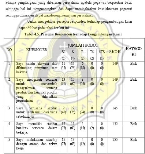 Tabel 4.5. Persepsi Responden terhadap Pengembangan Karir 