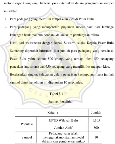 Tabel 3.1 Sampel Penelitian 