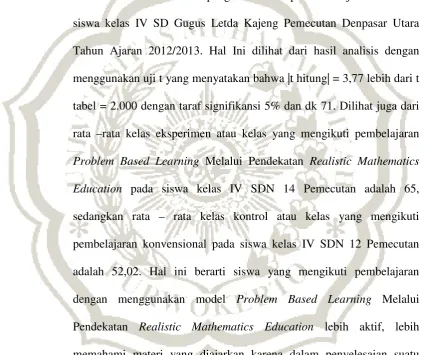 tabel = 2.000 dengan taraf signifikansi 5% dan dk 71. Dilihat juga dari 