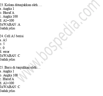 Gambar table di bawah ini digunakan untuk mengerjakan soal nomor 23 s/d nomor 25