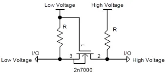 Figure 2.9  Level Converter Circuit Based on FET2N7000  
