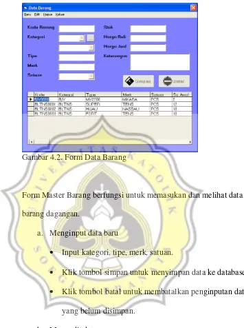 Gambar 4.2. Form Data Barang 