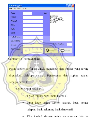 Gambar 4.4. Form Supplier 