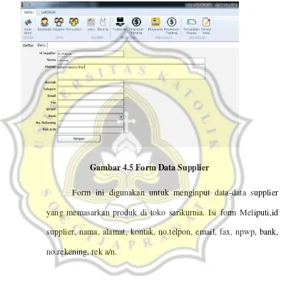 Gambar 4.5 Form Data Supplier 