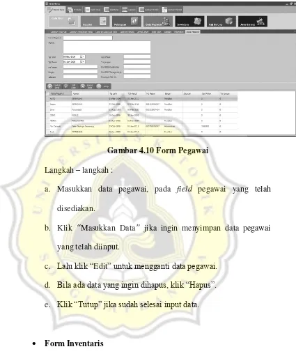 Gambar 4.10 Form Pegawai 