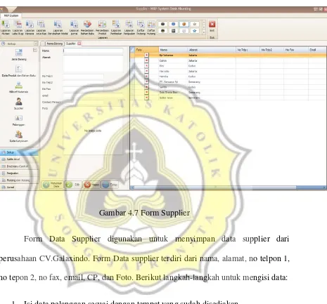 Gambar 4.7 Form Supplier 