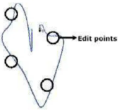 Gambar q.a. merubah bentuk objek dengan arrow tool Edit points 