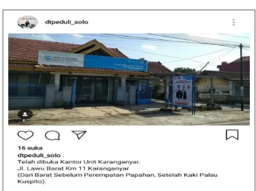Gambar. 10. Kantor Pembantu Unit DPUDT Kab. Karanganyar, diakses di laman instagram dtpeduli_solo, pada 1 Januari 2019