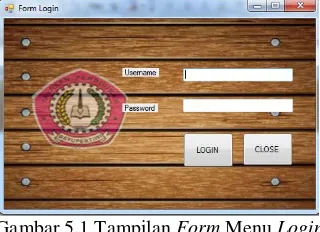 Gambar 5.1 Tampilan Form Menu Login 