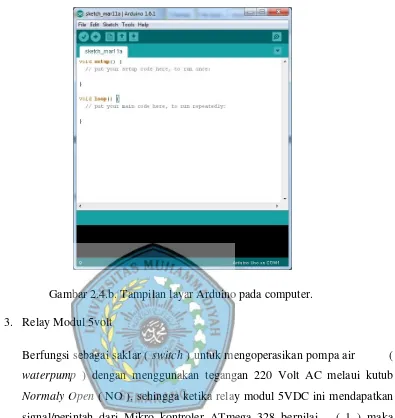 Gambar 2.4.b. Tampilan layar Arduino pada computer. 