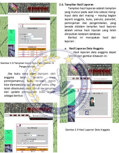 Gambar 2.6 Tampilan Input Data Peminjaman &