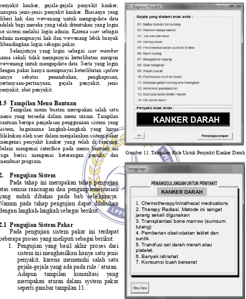 Gambar 11. Tampilan Rule Untuk Penyakit Kanker Darah 