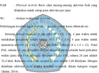Tabel 2.6 Physical Activity Rate (PAR) berbagai aktivitas fisik 