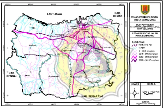 Gambar 1. Peta kapasitas jalan Kota Semarang