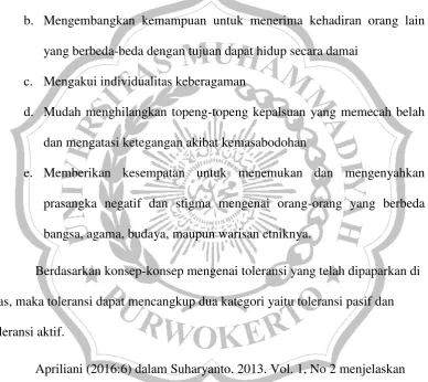 Tabel 2.1 Kategori Toleransi 