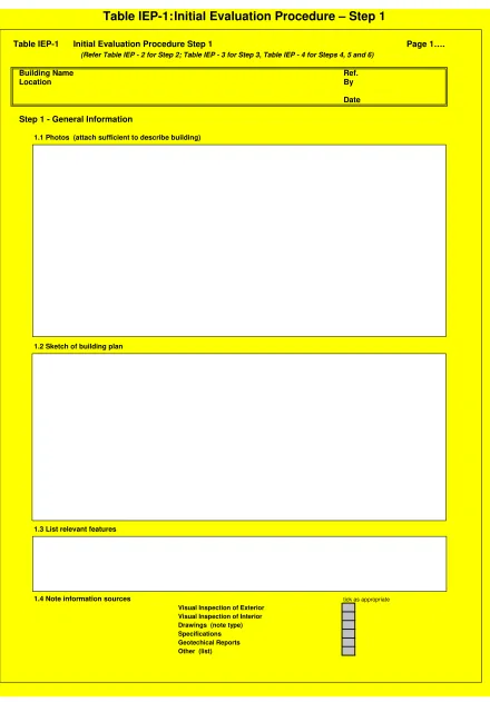 Table IEP-1: Initial Evaluation Procedure – Step 1 