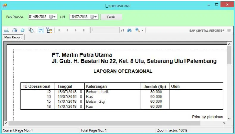 Gambar 4.24 form Laporan Operasional 