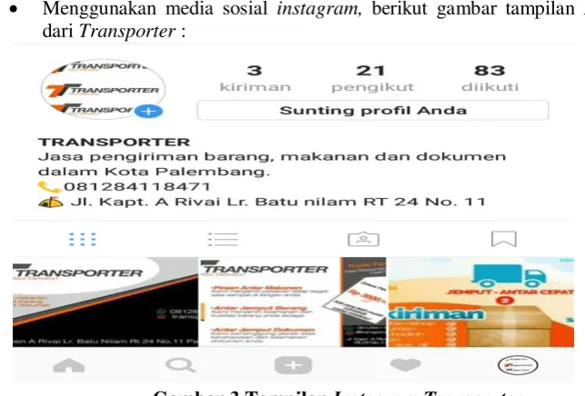 Gambar 3 Tampilan Instagram Transporter 