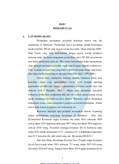 BAB I PENDAHULUAN A. LATAR BELAKANG - ASUHAN KEBIDANAN POST PARTUM ...