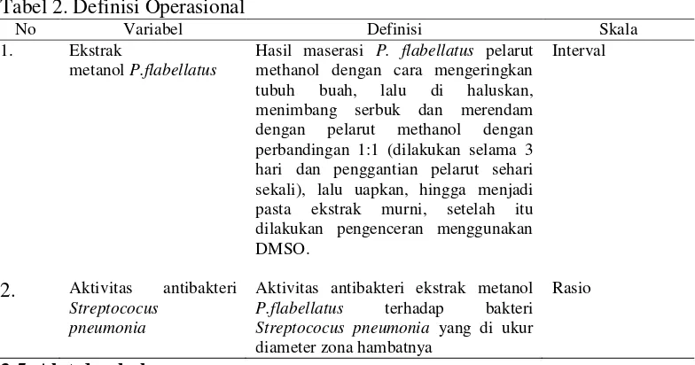 Tabel 2. Definisi Operasional