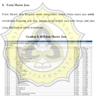 Gambar 4. 16 Form Master Jasa 