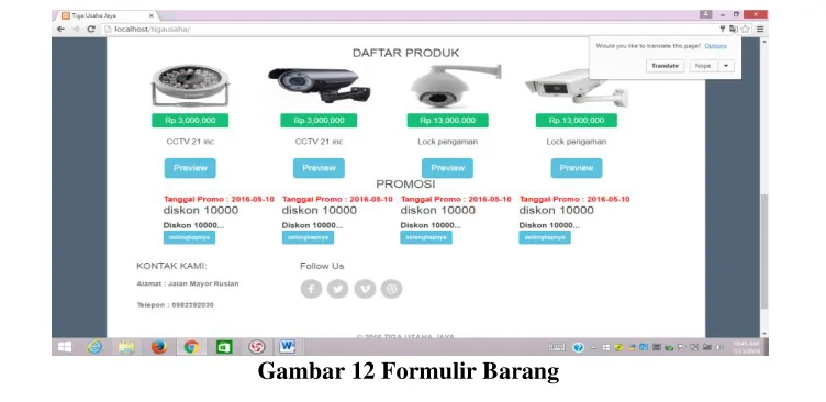 Gambar 10 Formulir Penawaran Supplier 