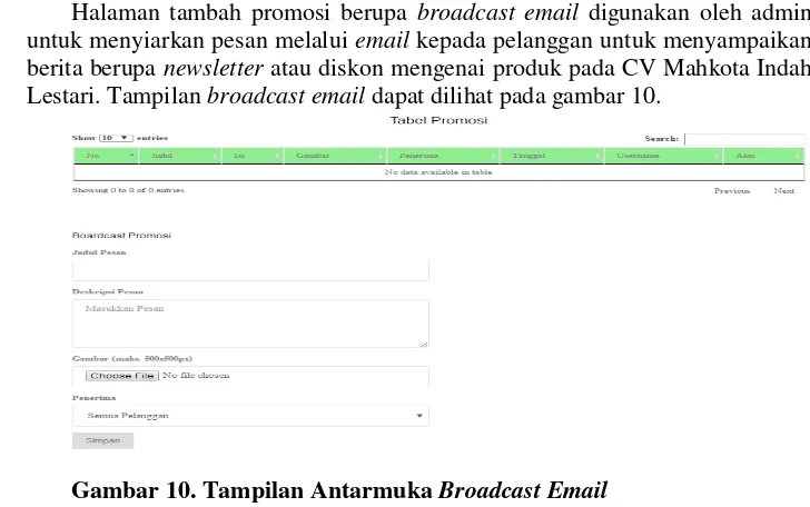 Gambar 11. Tampilan Antarmuka Broadcast SMS 