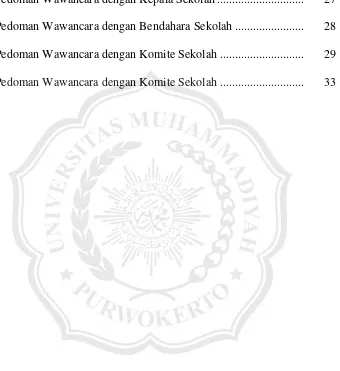 Tabel 3.1 Pedoman Wawancara dengan Kepala Sekolah .............................  