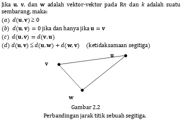  Gambar 2.2 Perbandingan jarak titik sebuah segitiga. 