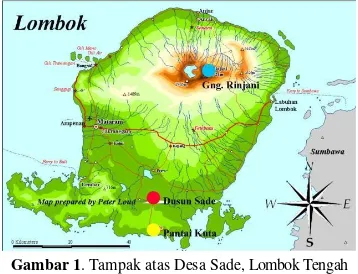 Gambar 2. Tampak potongan pulau Lombok yang menunjukan letak 