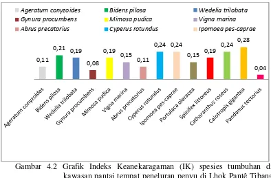 Gambar 4.2 Grafik Indeks Keanekaragaman (IK) spesies tumbuhan dikawasan pantai tempat peneluran penyu di Lhok Pantê TibangGampong Deah Raya, Kecamatan Syiah Kuala Banda Aceh