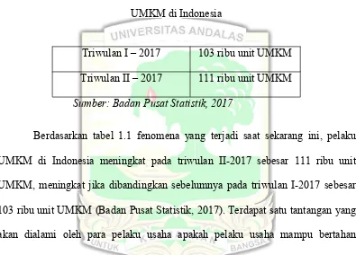 Tabel 1.1UMKM di Indonesia