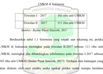 Tabel 1.1UMKM di Indonesia