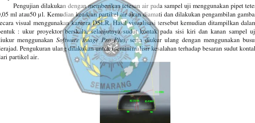 Gambar 4.1. Sampel uji isolator terhadap sudut kontak (RTV10 – RTV50) 