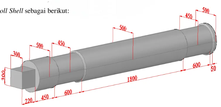 Gambar 3.2 Ukuran dimensi untuk Mill Shaft Roll Shell 
