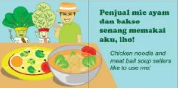 Figure 6. Poki the pak-choy chef is shown with an Indonesian Bakso (meat ball soup) seller 