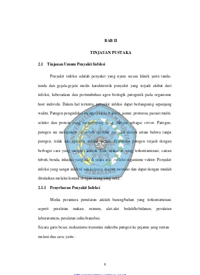 BAB II TINJAUAN PUSTAKA 2.1 Tinjauan Umum Penyakit Infeksi - FAKTOR ...