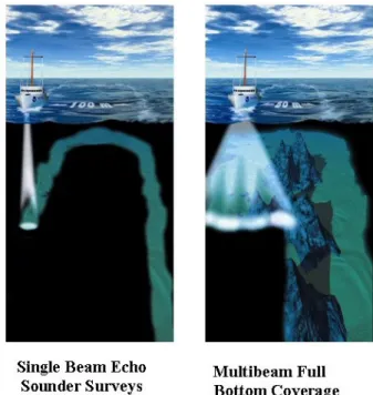 Gambar 3. Jenis echosounder berdasarkan beam