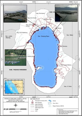 Gambar 6.Sebaran Lokasi Keramba Jaring Apung Aktual (2013) Kawasan Danau Maninjau  5.  Pembahasan