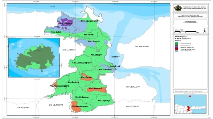 Gambar 2. 4  Peta Geologi Kabupaten Gresik  (Sumber: RISPAM Kabupaten Gresik, 2015) 