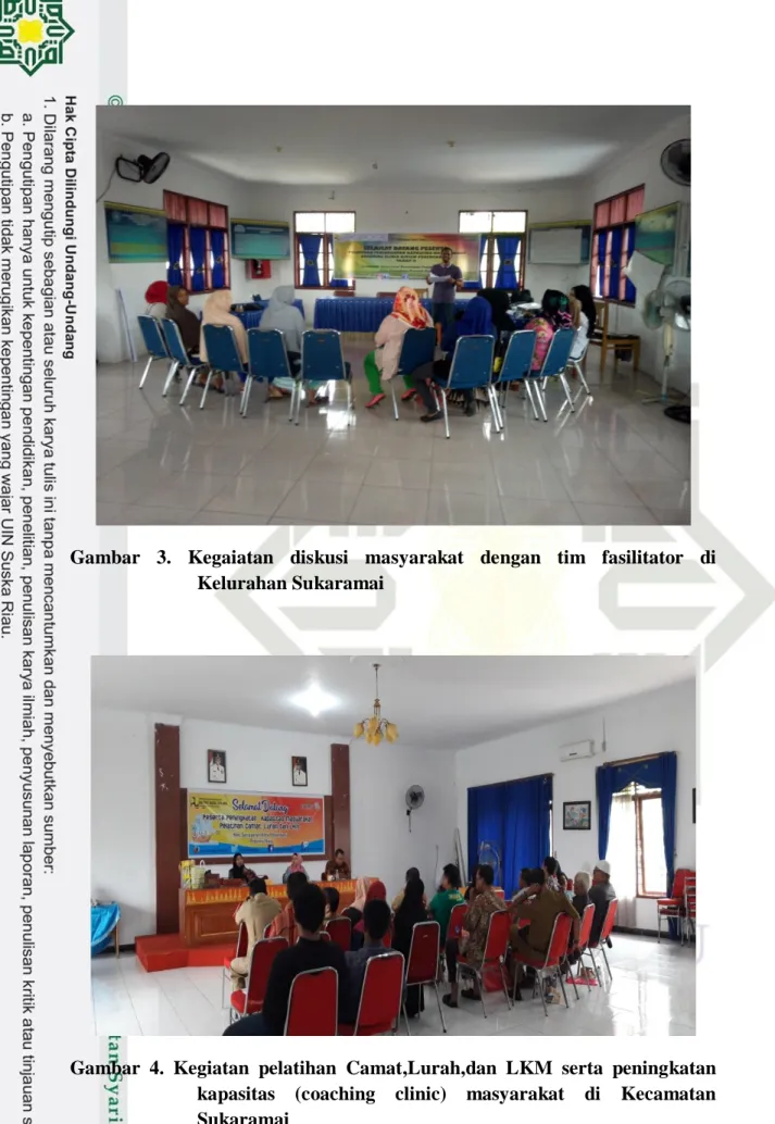 Gambar  3.  Kegaiatan  diskusi  masyarakat  dengan  tim  fasilitator  di  Kelurahan Sukaramai 