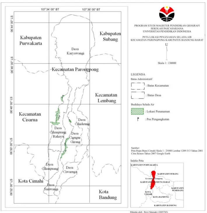 Gambar 2. Populasi wilayah selada air di Kecamatan Parongpong, Kabupaten Bandung  Barat 