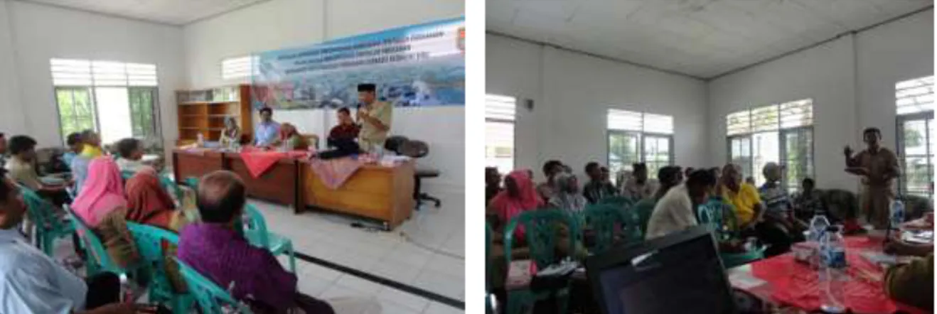 Gambar  2.  Penyampaian  Materi  Koordiantor  Penyuluh  Regional  Sumatera  (kiri)  dan  Pusat  Penelitian dan Pengembangan Perikanan Budidaya Balitbang KP (kanan)